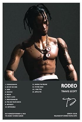sigeliu Travis Poster Scott Rodeo Album Cover Poster Leinwand Poster Wandkunst Dekor Druck Bild Gemälde für Wohnzimmer Schlafzimmer Dekoration ungerahmt 40 x 60 cm