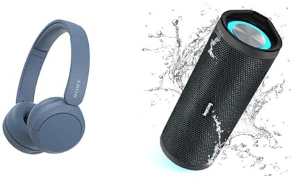 Sony WH-CH520 Wireless Bluetooth Headphones - up to 50 Hours Battery Life with Quick Charge & HEYSONG Portable Bluetooth Speaker, Waterproof Outdoor Speakers with LED Light, Enhanced Bass