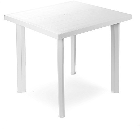 Maury's Tavolo da Giardino in Plastica: Moderno, Resistente ed Adatto anche per gli Interni.Facile da Riporre e Perfetto per gli Spazi Esterni. (Bianco, Fiocco-80x75xh72 cm)