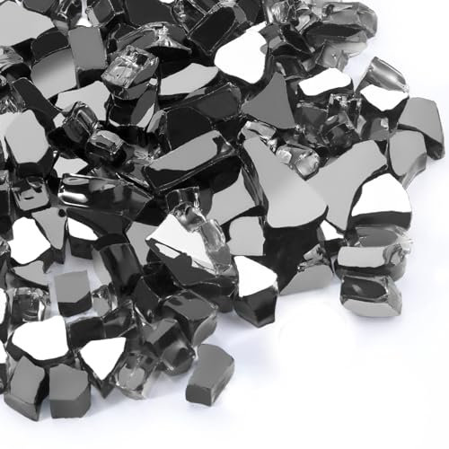 vchin Feuerglas 4,5 kg, 1,27 cm, schwarz, reflektierendes Feuerstellenglas für Propangas-Feuerstelle, Tisch, Kaminglassteine, hoher Glanz und hitzebeständig