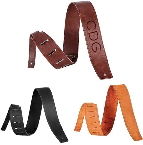 Personalisierter Gitarrengurt aus Leder, handgefertigter und individueller Bassgurt, gravierte echte handgefertigte Geschenke für Gitarrenliebhaber, Freunde | Männer | Frauen | Kinder (Schwarz)