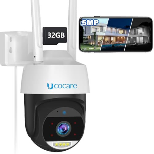 UCOCARE Wireless 5MP Security Camera – Waterproof Outdoor CCTV with Motion Detection & Color Night Vision, Easy Setup for Home & Office, Two-Way Audio, Remote Viewing via App