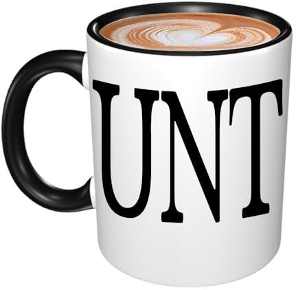 CTIGERS Funny C UNT Mug Funny Adult Humour Rude Gifts Coffee Cup, Ceramic UNT With Handle Letter Ceramic Coffee Tea Mug Cup 11oz BLACK