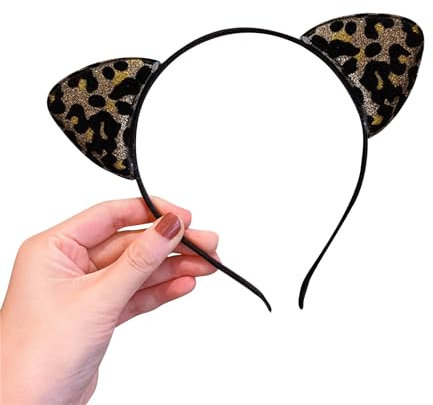 HUANIZI Serre-tête à oreilles d'animaux avec imprimé léopard - Accessoire de costume pour adolescente fille adulte femme