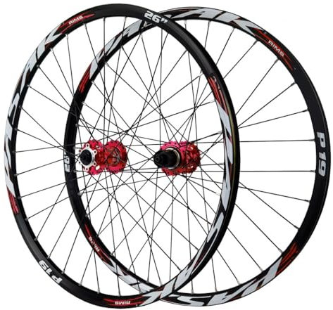 DYSY MTB Laufradsatz Steckachse 26/27,5 Zoll, Scheibenbremse Aus Aluminiumlegierung HG Lager 32H Vorder Und Hinterrad 29ER Fahrradfelge for 7–12 Gänge 2215G(Farbe:F+R,Size:THRU AXLE 26 inch)