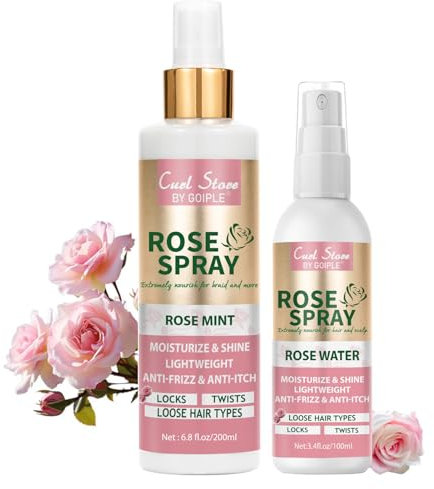 lockmio Spray Eau De Roses Pour Cheveux, Peau De Chevelu Hydratant, Eau De Rose Pour Cheveux Rafraîchissant, Eau De Rose Pour Cheveux, Gel Loc Naturel Pour La Retouche, Eau De Rose Pour Locs(200