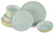 CreaTable, 24086, Serie Uno Emiliana Blau, 12-teiliges Geschirrset für 4 Personen, Teller Set aus Steinzeug, spülmaschinen- und mikrowellengeeignet, Made in Portugal