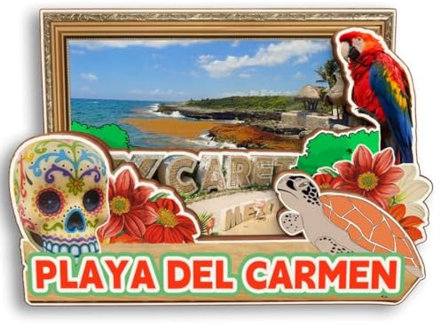 Playa del Carmen Mexiko 3D-Kühlschrankmagnet aus Holz, Stadt, Reise, Souvenir, niedliche Kühlschrank-Aufkleber, Heimdekoration, Küchendekoration
