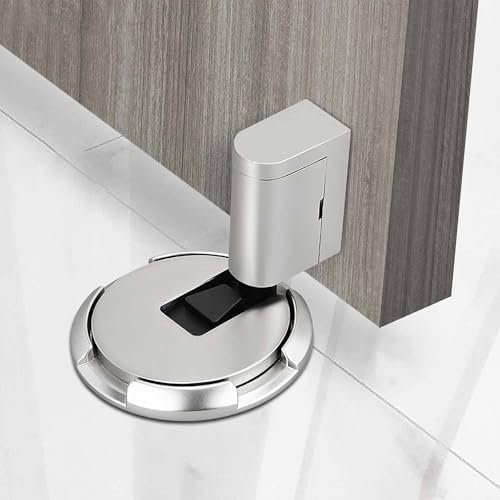 DAWRIS Magnetic Door Stoppers for Floor, Punch-Free Outdoor Door Stops Indoors Door Slam Stopper, Self Adhesive Door Stop Chrome Door Stop Silent Doorstop, Floor Door Stop Door Holder Door Protector