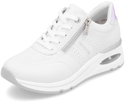 Remonte Damen Low-Top Sneaker D2H01, Frauen Halbschuhe,lose Einlage,straßenschuhe,Strassenschuhe,Freizeitschuhe,Turnschuhe,Weiss Kombi (80),37 EU