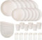 Nervure Unzerbrechliches Geschirr Set 6 Personen, 42 Teiliges Camping Geschirr Set Plastikgeschirr Picknick Geschirr Sets Leicht Bunt Grill Kunststoff Servierteller Schüsseln Besteck Set
