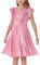 GRACE KARIN Mädchen Elegant Pailletten Partykleid Sommer A-Linie Flügelärmel Partykleid Rosa 10 Jahre