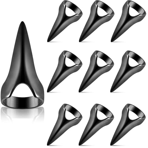 10 Pieces Metal Finger Nail Stitch Braid Tool for Braids Aid – Ring Hair Parting Tool, Retro Metal Claws Rings for Hair Braiding Supplies, Cosplay, Nail Art, Holiday Party (Black)