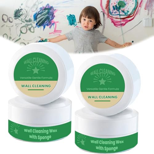 Versatile Gentle Formula Wall Cleaning Wax with Sponge, Multi-Purpose Wall Cleaning & Conditioning Cream, Natural All Purpose Cleaning Power Paste (2 Pcs)