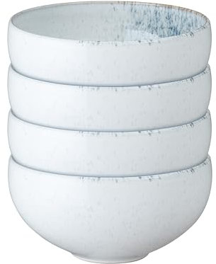 Denby - Kiln Blue Set of 4 Ramen Bowls - Large 1220ml Capacity - Dishwasher & Microwave Safe Ceramic Crockery - Bowls for Soup, Rice, Cereal - Chip & Crack Resistant Stoneware - L17.5xW17.5xH8.5cm