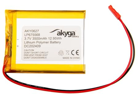3.7V 3500mAh Batterie Akku LP675568 Lithium Polymer Akyga AKY0627 Li-Po Akku PCM JST 2-Polig Anschluss 2,54 15cm