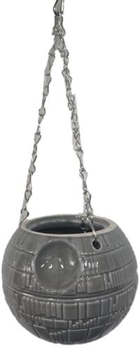 Christmas Inspirations Deko 3D Hängender Blumentopf Star Wars Raumschiff Death Star 9x11 cm aus Keramik - Pflanztopf zum Aufhängen, Übertopf, Pflanzgefäß, moderner Deko Stil