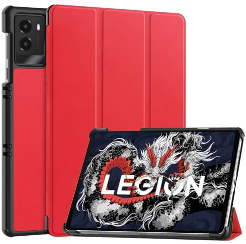 SATURCASE Case for Lenovo Legion Y700 2025 2023 / Lenovo Legion Tab Gen 3 8.8 inch, PU Leather Flip Foldable Folio Stand Slim Light Auto Wake Up/Sleep Protective Tablet Cover (Red)