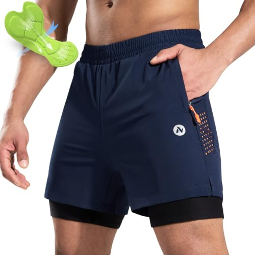 Nepest Fahrradhose Herren Gepolstert 2-in-1 MTB Hose 4D Polster, Locker | Radlerhose Herren, Mountainbike Shorts, Relaxed Fit, Atmungsaktiv, Taschen, Schnelltrocknend, MTB Shorts, Rennrad, Alltag