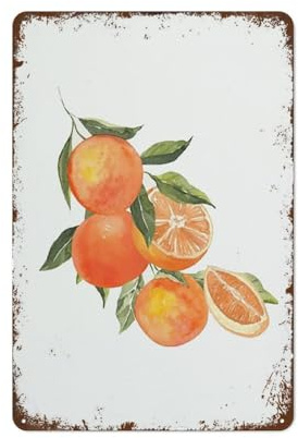 Orangen Küche Esszimmer Kunst Orange Küche Heimdekoration Zitrusfrüchte für Bauernhaus Garten Zuhause Küche Wanddekoration Retro Metalldekoration Poster Schild Modische Dekoration Garten Blechschild 1