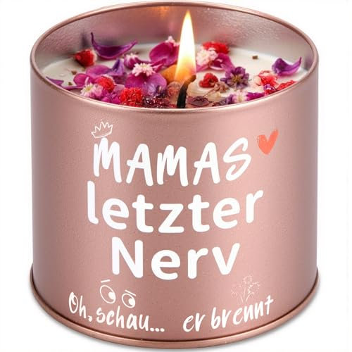 Muttertagsgeschenke für Mama, 9OZ Duftkerzen Mit Spruch Mamas Letzter Nerv, Geburtstagsgeschenk für Mama Frauen, Lustig Mama Geschenk zum Muttertag Geburtstag Weihnachtstag