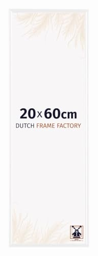 Dutch Frame Factory - Bilderrahmen 20x60 cm Weiß Hochglanz - Kunststoff | Antireflex-Acrylglas aus Kunststoff, Wandmontage, Geeignet für Fotos, Poster und Puzzles, Easy, Made in Holland