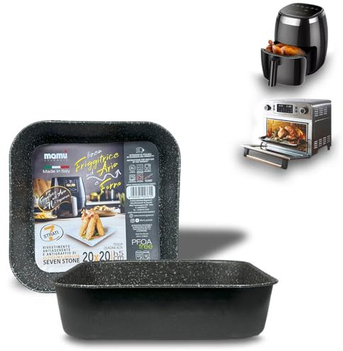 ARCA, Set 2 Teglie Quadrate 20x20x5 cm per Friggitrice ad Aria e Forno, Antiaderenti e Adatte alla Lavastoviglie, in Alluminio, Made in Italy