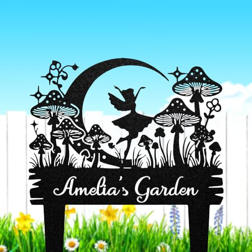 Personalized Garden Sign with Stakes, Custom Metal Fairy Garden Decoration, Welcome Sign, Spring Yard Art, Shed Sign, Novelty Lawn Ornament, Gardening Gifts, Outdoor Backyard Decor
