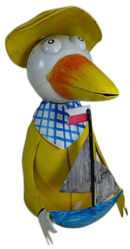 Generisch Zaunstecker oder Tischdeko Möwe mit Boot 22 x 14 x 11 cm Maritim Zaunhocker Deko Figur GTT K123