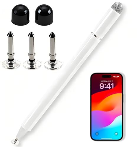 Stylet magnétique 3 en 1 pour tablette tactile haute sensibilité pour iPhone, iPad, Samsung, Android, Huawei, Xiaomi, etc. Blanc