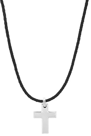 Tom Tailor Kette mit Anhänger für Jungen, Edelstahl, 40+3 cm, silber, Kreuz-Anhänger, Geschenkidee, Halsschmuck, Kinderschmuck, 2100613