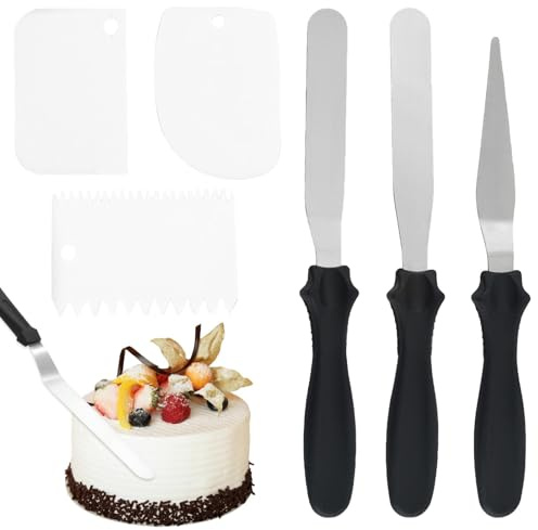6 Pcs Palette Knife Set, Stainless Steel Cake Spatula with Plastic Handle, Icing Spatula for Cake Decorating, Baking and Pastry