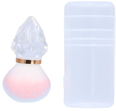 FooYee Acrylic Nail Brush, Portable Diamond Nail Dust Brush, Polystyrene Transparent Handle, Soft Synthetic Bristles, Multi-Use Makeup Tool for Powder, Ideal for Manicure and Makeup (Pink)