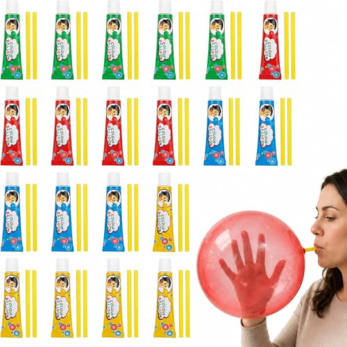 20 Stück Bubble Ball Set, Riesenseifenblasen Flüssigkeit mit Seifenblasen Pfeife, Geburtstagspartys und Outdoor Aktivitäten, 4 Farben Blasenlösung 7 Gramm