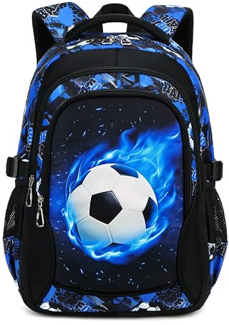 Ntswasd Schulrucksack Jungen 3. Klasse – Leichter Fussball Schulranzen für Kinder ab 6 Jahren – Großes Fassungsvermögen für Grundschule & Reisen(fußball)