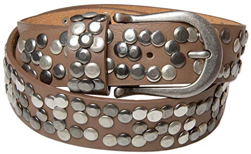 styleBREAKER Damen Nietengürtel 4 cm | Kunstleder mit bunten Nieten | Halbrunde Metallschnalle | Vintage Look für Jeans | Kürzbar