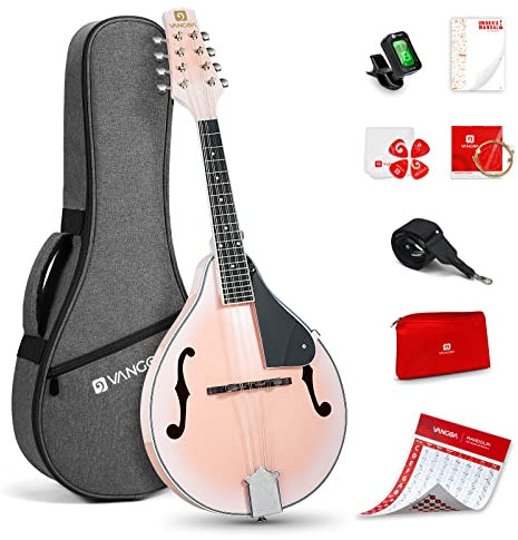 Vangoa A Style 8 Strings Acoustic Electric Mandolin Redburst Mahogany with Gig Bag Picks Extra Strings Tuner and Strap