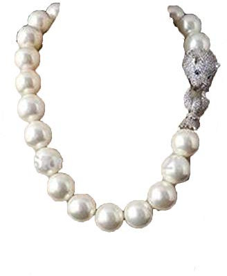 Riesige 14 mm große weiße Südsee-Muschelperlen Halskette Schmuck Perlen 925 Silber Hochzeit Frauen Geschenk