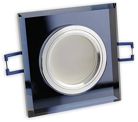 LED Einbaustrahler schwarz - eckig aus Glas 3 Watt warmweiß 230V - GU10 Einbauleuchte 60mm Bohrloch Einbau-Spot Decken-Strahler Deckeneinbaustrahler Deckeneinbauleuchte Einbauleuchte