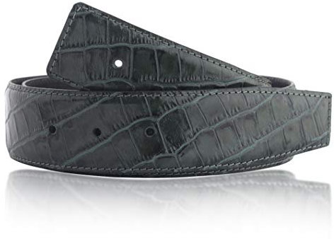 Grün 90 cm Exklusiver Premium Krokodilleder Optik Ledergürtel als Wendegürtel in der Breite 32 mm Echt Leder Gürtel mit eine dicke von 3,5mm ohne H Gürtelschnalle