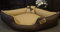 Hundebett Eckbett Hundesofa Schlafplatz Kunstleder Canto (130 cm X 130 cm, Braun Beige)