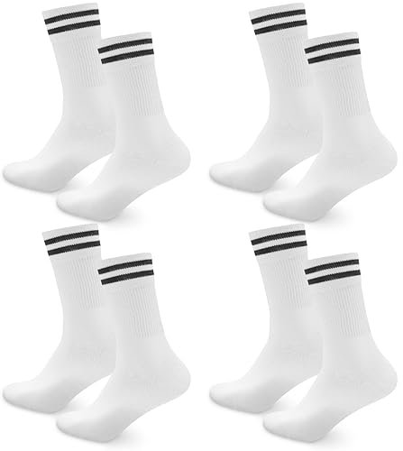 Socken Herren Damen Sportsocken 4 paar Tennissocken Schwarz Lange Baumwollsocken Weiß Laufsocken Arbeitssocken,weiss,35-38