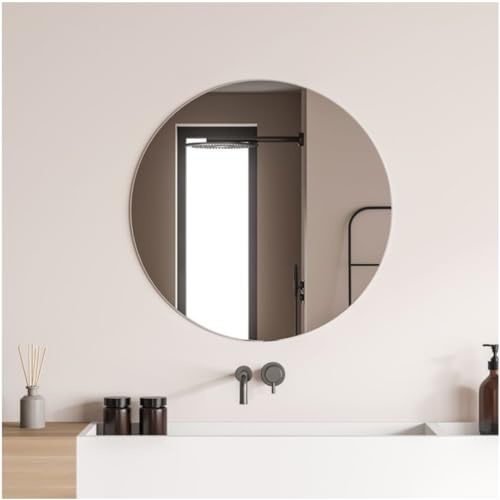 STYLE GLASS Specchio Rotondo da Parete PLAZA Ø60, Specchio Bagno Rotondo con Lamiere filo lucido IP20, Specchio Arredo Camera, Soggiorno