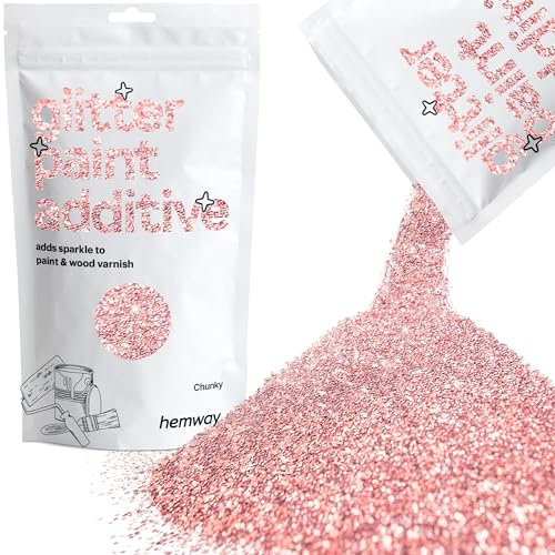 Hemway Glitter Paint Additive - Light Rose Gold | Chunky Metallic Flakes for Adding Sparkle to Paints & Wood Varnish | Add to Emulsion, Acrylic & Latex for Indoor Sparkly Walls | 100 g