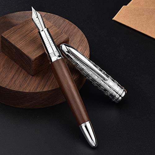 Lanxivi Fountain Pen, 6016 Model with Extra Fine Nib, Fountain-pens, Wood Metal Pen and Gift Box