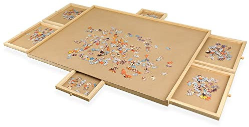 Ruication Jigsaw Puzzle Board 1500 Pieces Wooden Puzzle Board Smooth Fiberboard Work Surface 6 Sliding Drawers Storage System For Adults Kids Children Boy Girl Gift