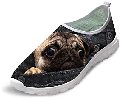 Belidome Mops Dog Slip-on Sneaker Damen Herren Schuhe für den Spaziergang Sommer Mesh Sneakers