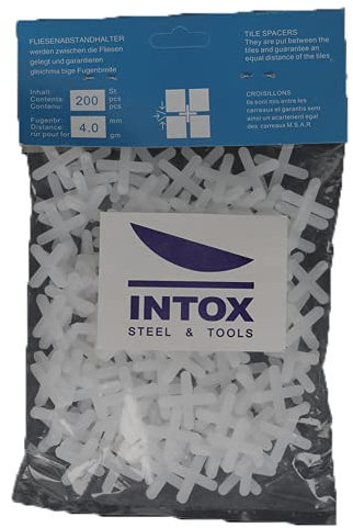 INTOX - Croci per piastrelle, 200 pezzi, larghezza 4,0 mm, per la posa di piastrelle