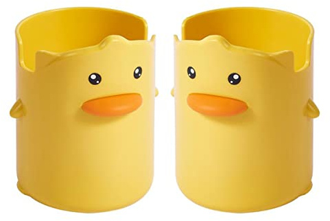 Hoshen Cute Little Yellow Duck Pen Holder, Stationery Storage Bucket, Desktop Storage Bucket, Household Children'S Mouthwash Cup，2 Pcs