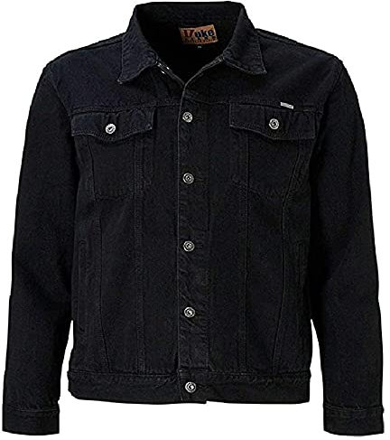Duke D555 Mens Trucker Western Style Denim Jacket - Black - XL